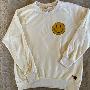 Aviator Nation Cream Smiley Face Sweatshirt